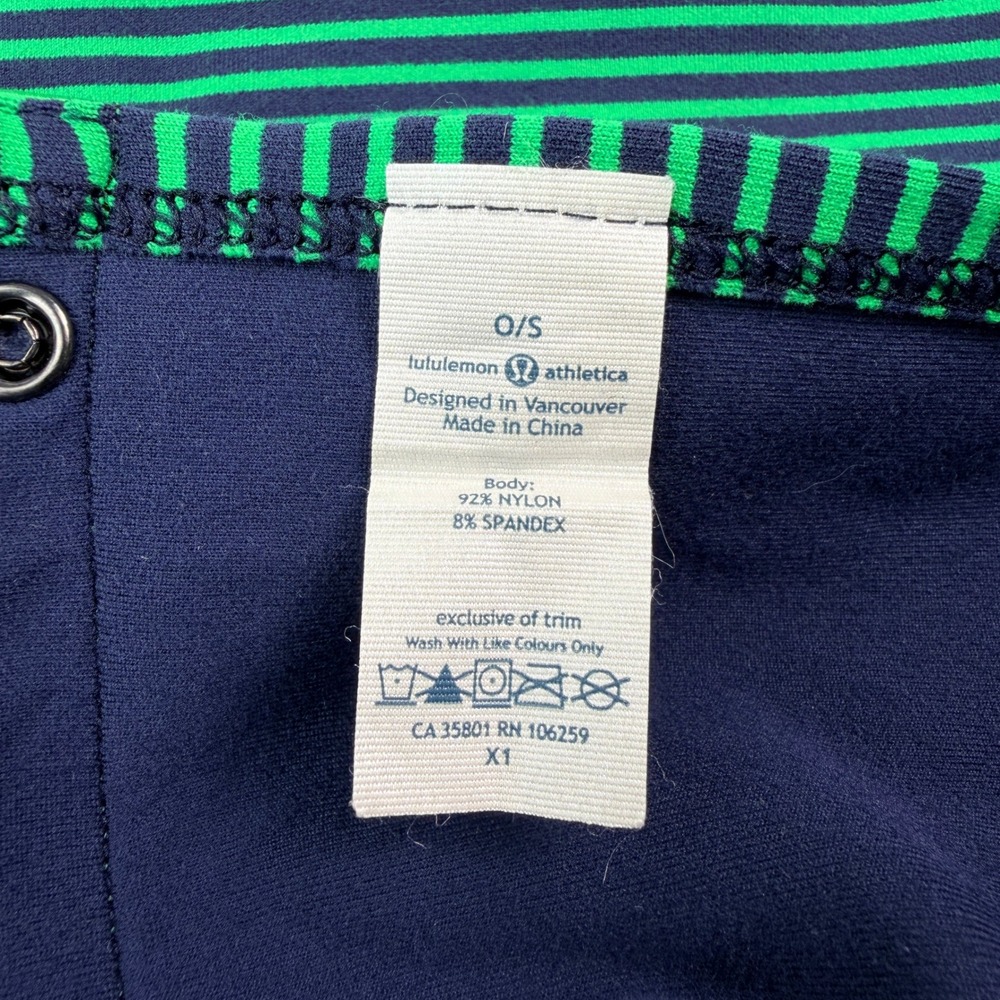Lululemon Vinyasa Scarf Green Navy Blue‎ Striped Snap Infinity Wrap OS - Picture 6 of 6